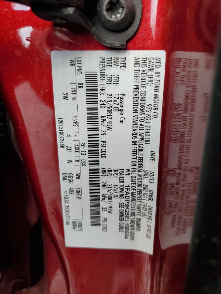 2014 Ford Focus VIN 1FADP3K25EL188684 Copart auction photo, front end damage thumbnail 12