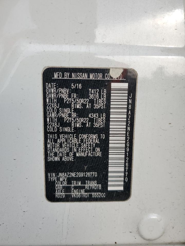 2016 Infiniti QX80 VIN JN8AZ2NE2G9126770 Copart auction photo, vandalism damage thumbnail 13