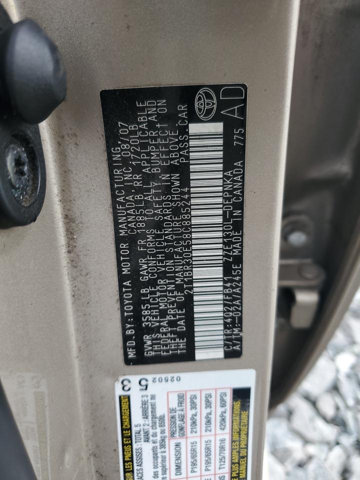 2008 Toyota Corolla VIN 2T1BR30E58C885244 Copart auction photo, front end damage thumbnail 12