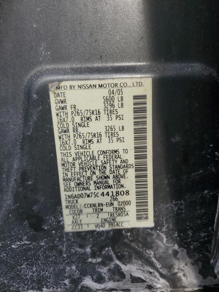 2005 Nissan Navara (Frontier) VIN 1N6AD07W75C441808 Copart auction photo, front end / minor dent/scratches damage thumbnail 12