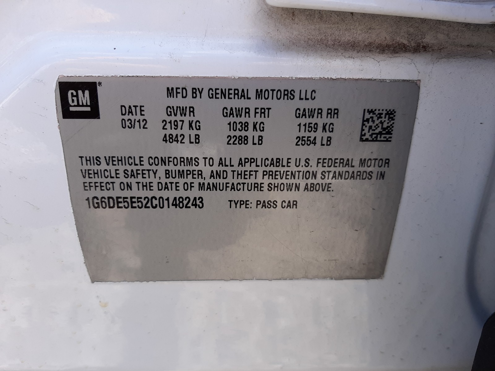 2012 Cadillac CTS VIN 1G6DE5E52C0148243 Copart auction photo, front end damage thumbnail 10