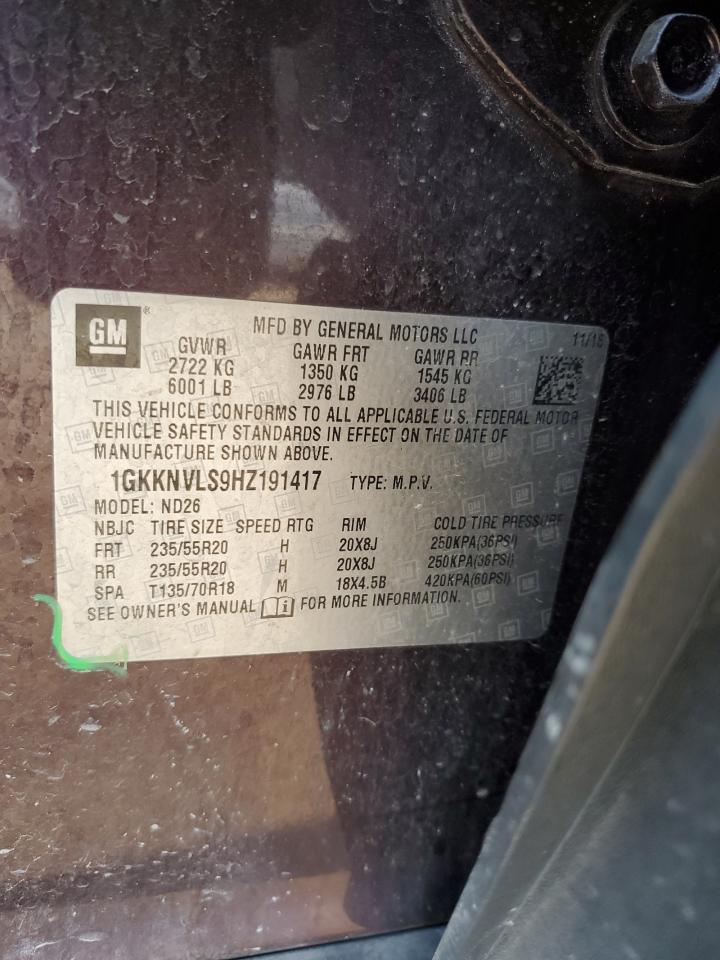 2017 GMC Acadia VIN 1GKKNVLS9HZ191417 Copart auction photo, front end damage thumbnail 15