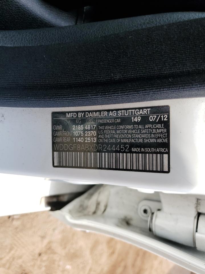 2013 Mercedes-Benz C-klasse VIN WDDGF8ABXDR244452 Copart auction photo, water/flood / front end damage thumbnail 12