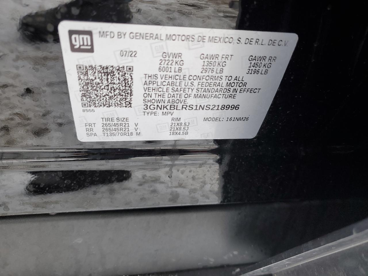 2022 Chevrolet Blazer VIN 3GNKBLRS1NS218996 Copart auction photo, front end damage thumbnail 12