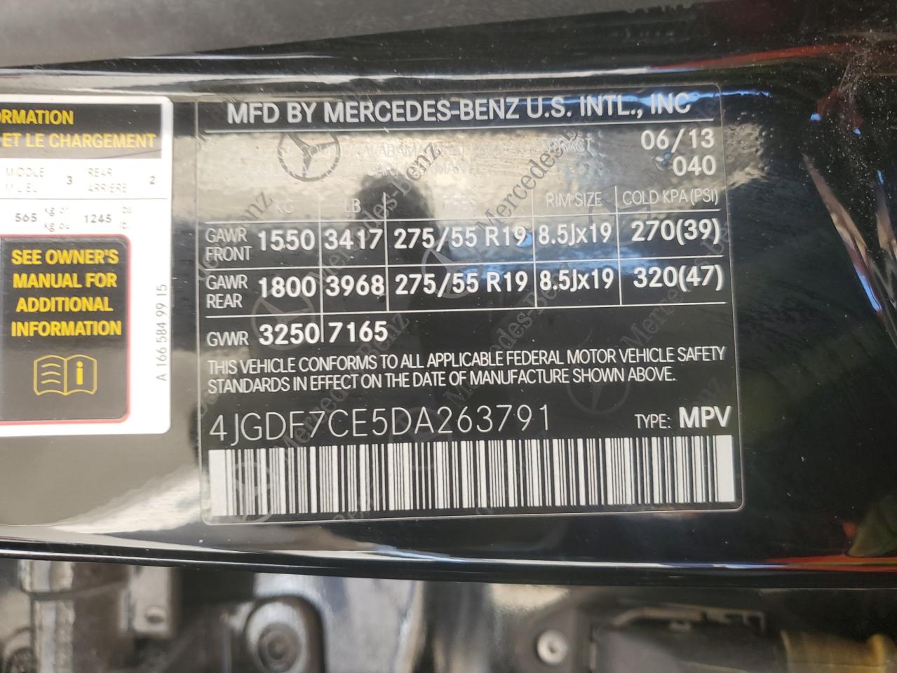 2013 Mercedes-Benz GL-klasse VIN 4JGDF7CE5DA263791 Copart auction photo, minor dent/scratches damage thumbnail 13