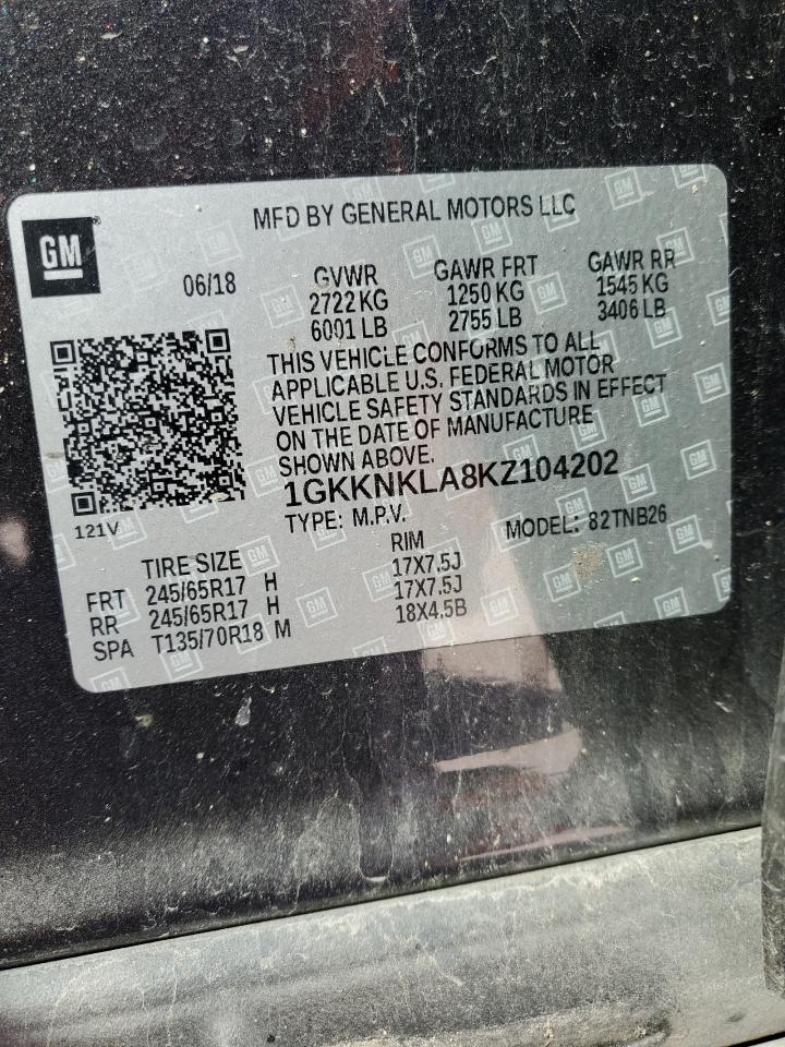 2019 GMC Acadia VIN 1GKKNKLA8KZ104202 Copart auction photo, rear end / minor dent/scratches damage thumbnail 14