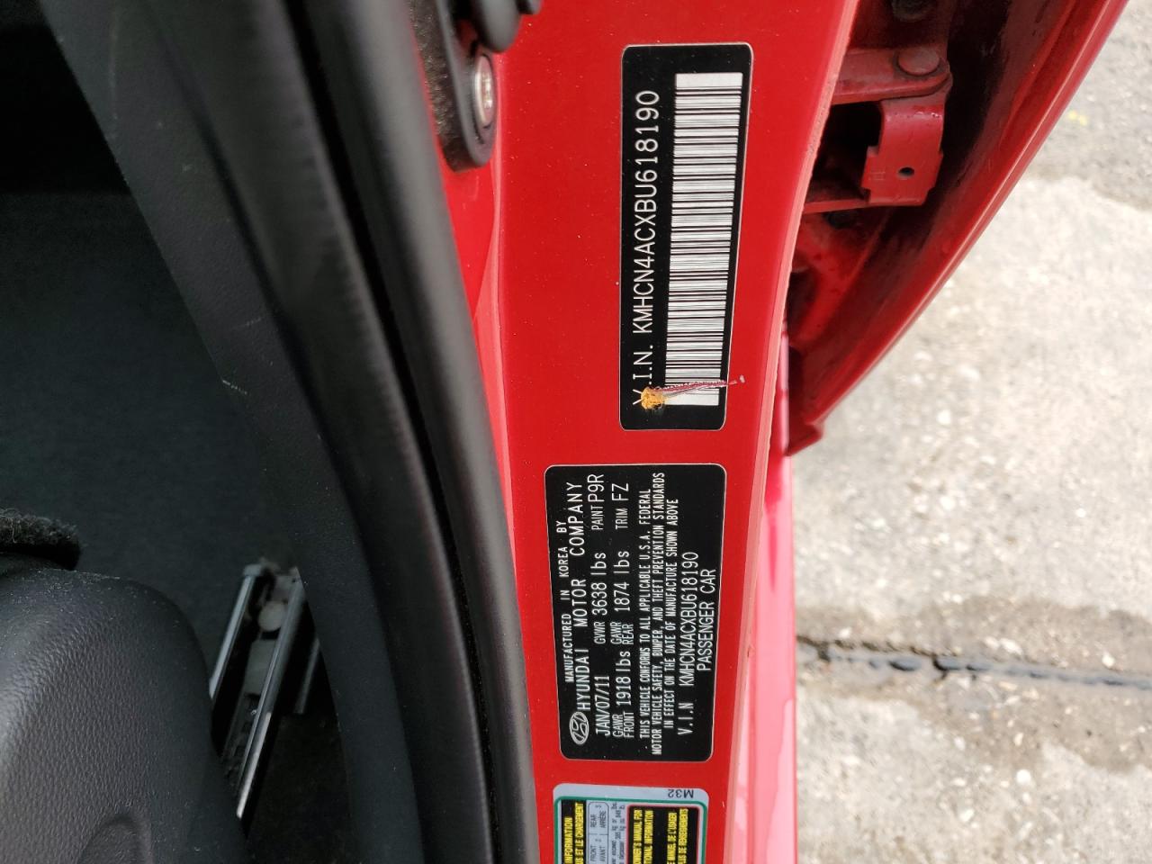 2011 Hyundai Accent VIN KMHCN4ACXBU618190 Copart auction photo, rear end damage thumbnail 12