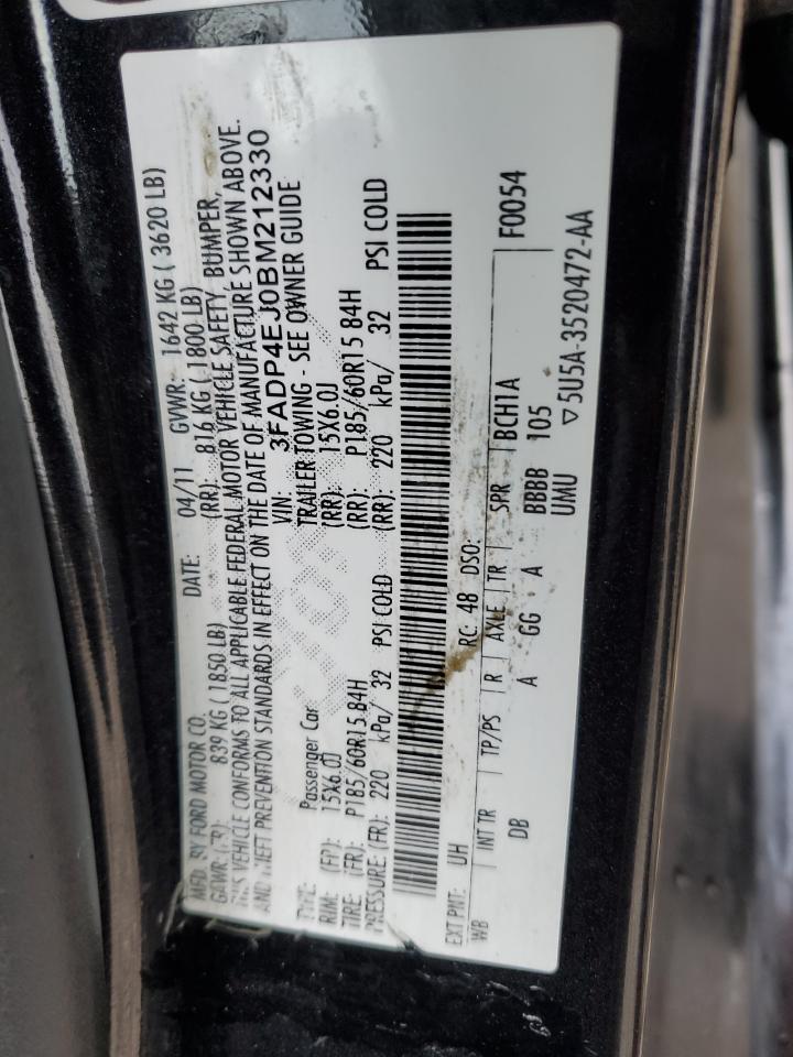 2011 Ford Fiesta VIN 3FADP4EJ0BM212330 Copart auction photo, front end damage thumbnail 14
