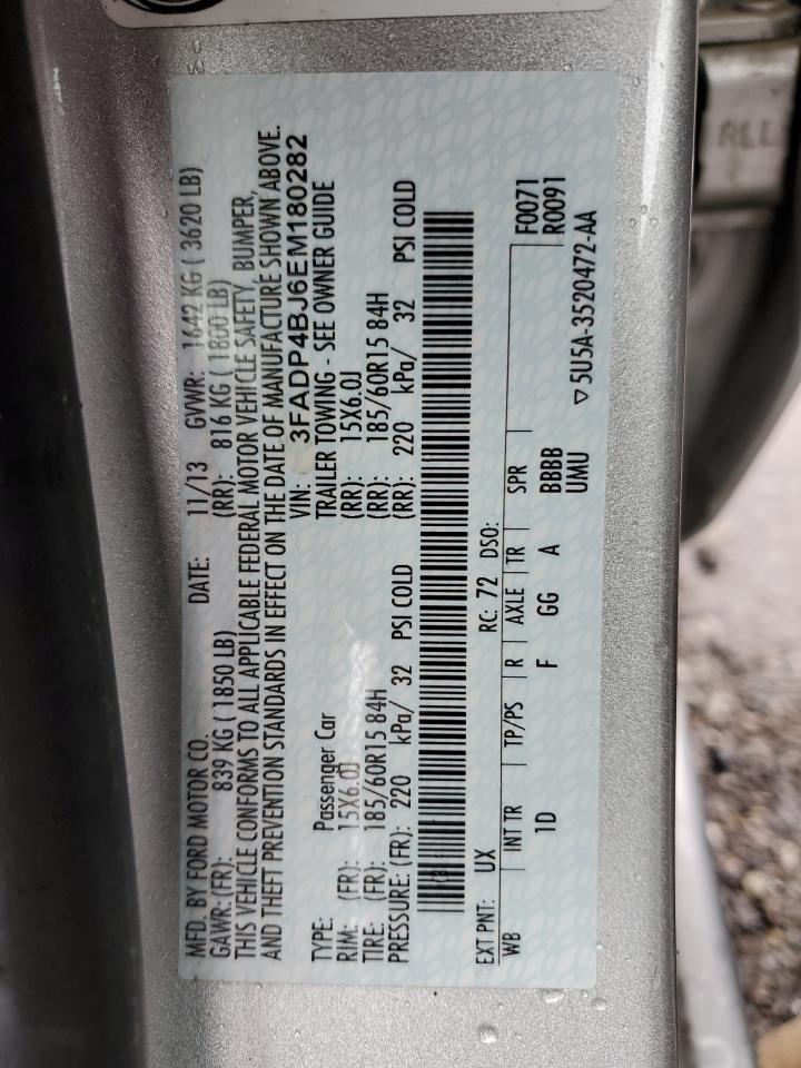 2014 Ford Fiesta VIN 3FADP4BJ6EM180282 Copart auction photo, front end damage thumbnail 14