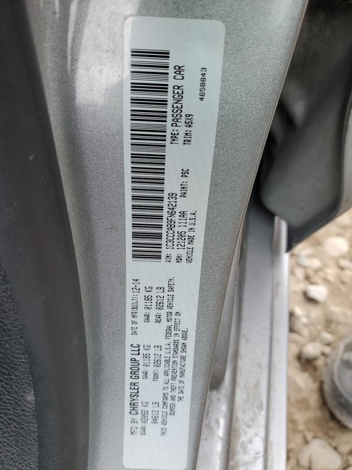 2015 Chrysler 200 VIN 1C3CCCAB9FN642139 Copart auction photo, rear end damage thumbnail 12