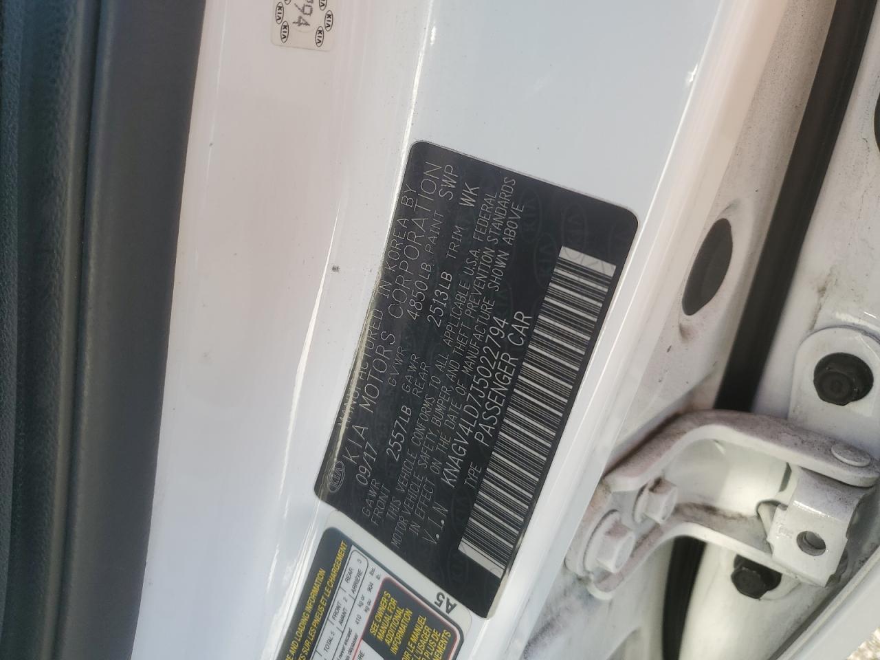 2018 KIA Optima VIN KNAGV4LD7J5022794 Copart auction photo, front end damage thumbnail 14
