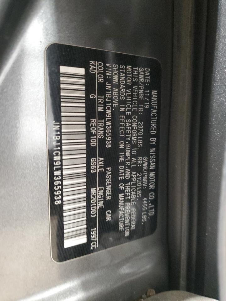 2020 Nissan Rogue VIN JN1BJ1CW9LW365938 Copart auction photo, rear end damage thumbnail 15
