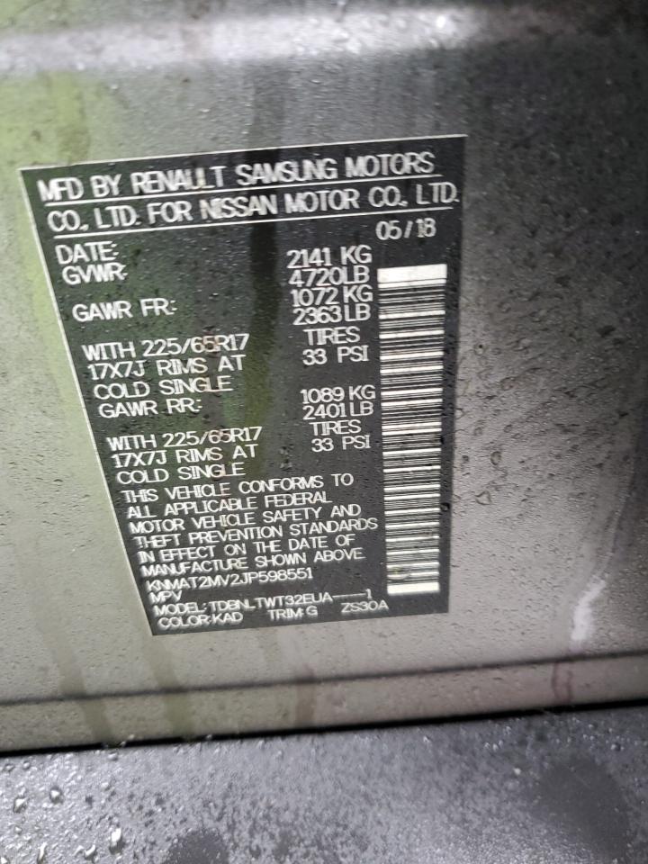2018 Nissan Rogue VIN KNMAT2MV2JP598551 Copart auction photo, front end / minor dent/scratches damage thumbnail 13