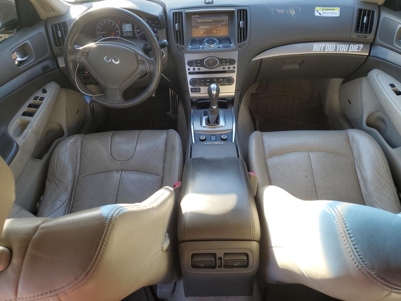 2013 Infiniti G VIN JN1CV6AR1DM752175 Copart auction photo, rear end / front end damage thumbnail 8