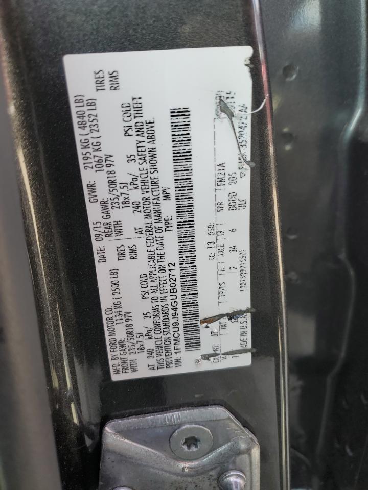 2016 Ford Escape VIN 1FMCU9J94GUB02712 Copart auction photo, front end / minor dent/scratches damage thumbnail 13