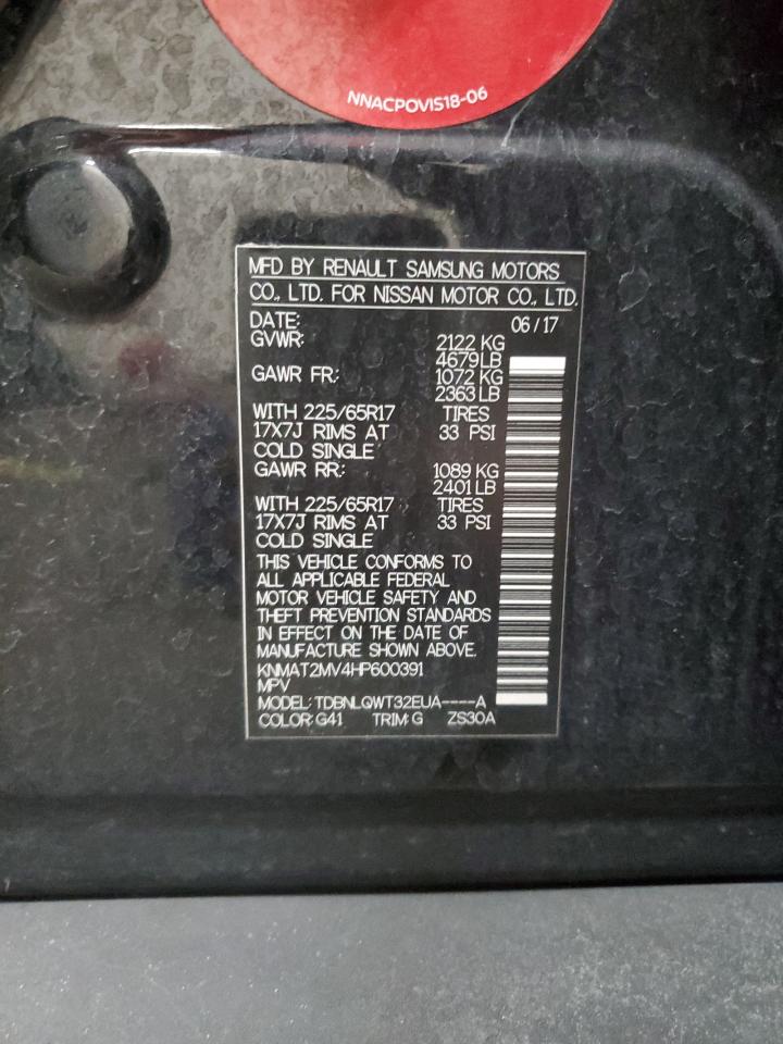 2017 Nissan Rogue VIN KNMAT2MV4HP600391 Copart auction photo, front end damage thumbnail 13
