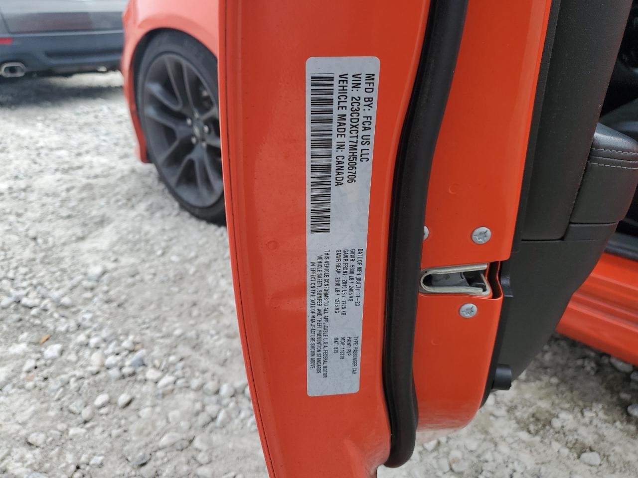 2021 Dodge Charger VIN 2C3CDXCT7MH506706 Copart auction photo, rear end damage thumbnail 13
