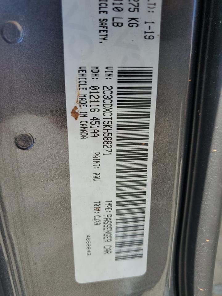 2019 Dodge Charger VIN 2C3CDXCT5KH588271 Copart auction photo, front end damage thumbnail 12