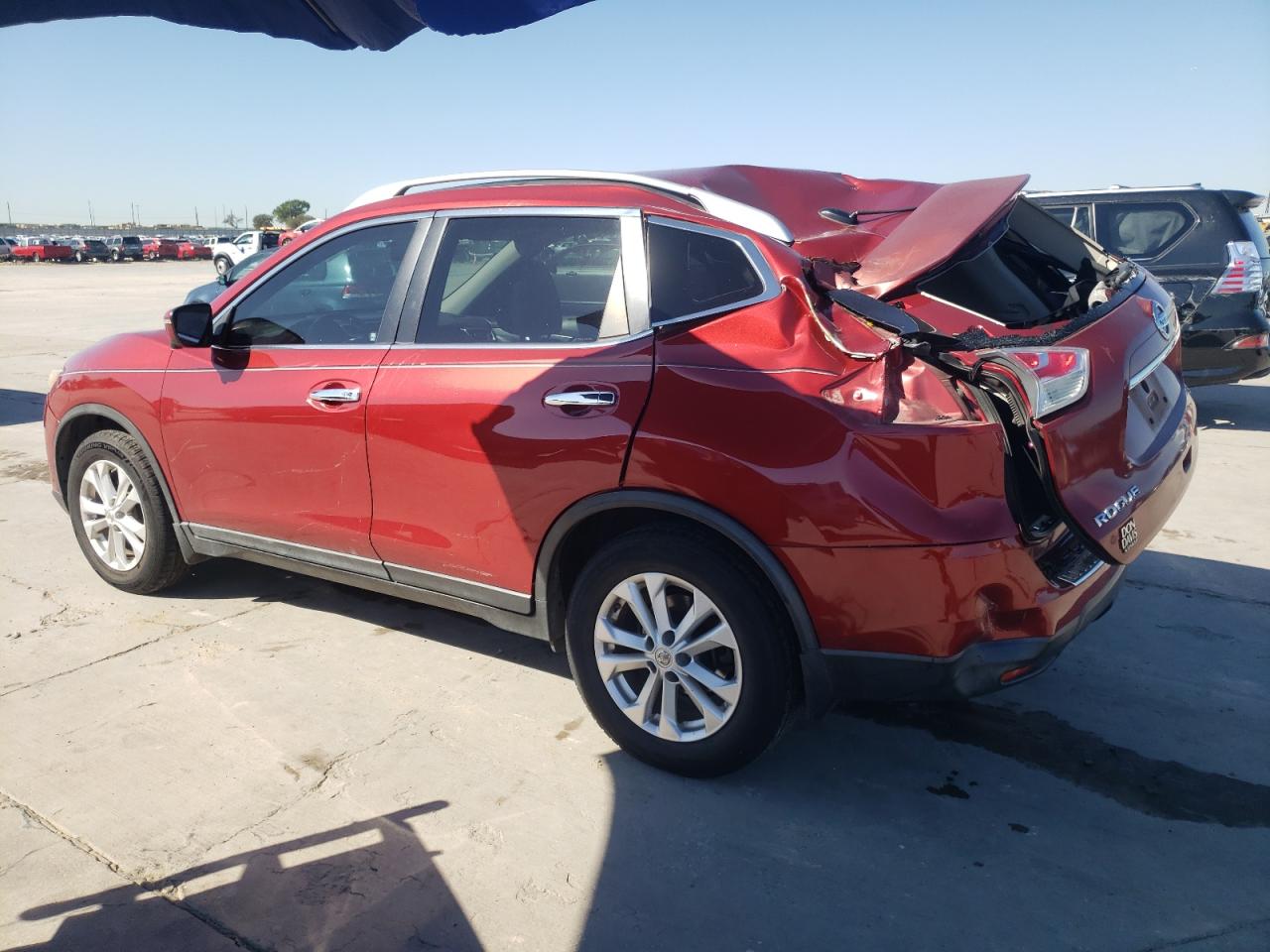 2015 Nissan Rogue VIN KNMAT2MT7FP545656 Copart auction photo, rear end / side damage thumbnail 2