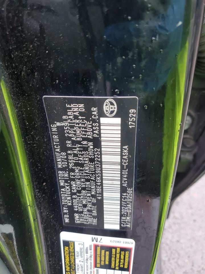2009 Toyota Camry VIN 4T1BE46K59U372252 Copart auction photo, front end damage thumbnail 12