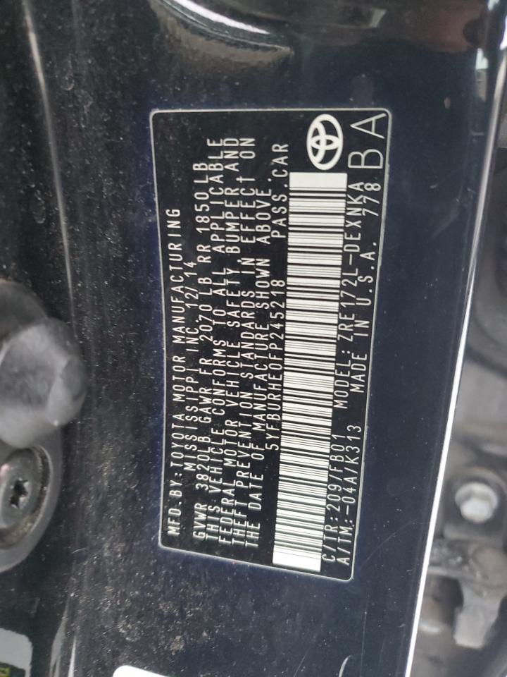 2015 Toyota Corolla VIN 5YFBURHE0FP245218 Copart auction photo, side damage thumbnail 12