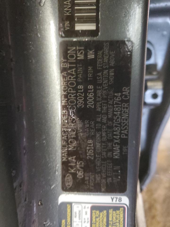 2016 KIA Forte VIN KNAFX4A87G5481764 Copart auction photo, front end damage thumbnail 13