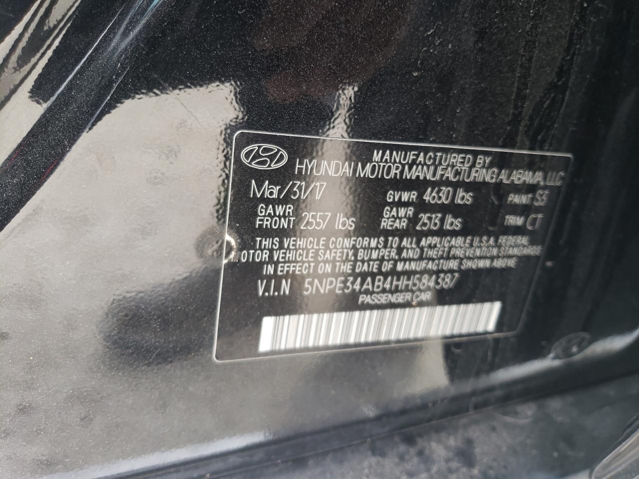 2017 Hyundai Sonata VIN 5NPE34AB4HH584387 Copart auction photo, all over damage thumbnail 13