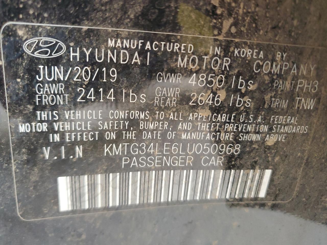 2020 Genesis G70 VIN KMTG34LE6LU050968 Copart auction photo, all over damage thumbnail 12