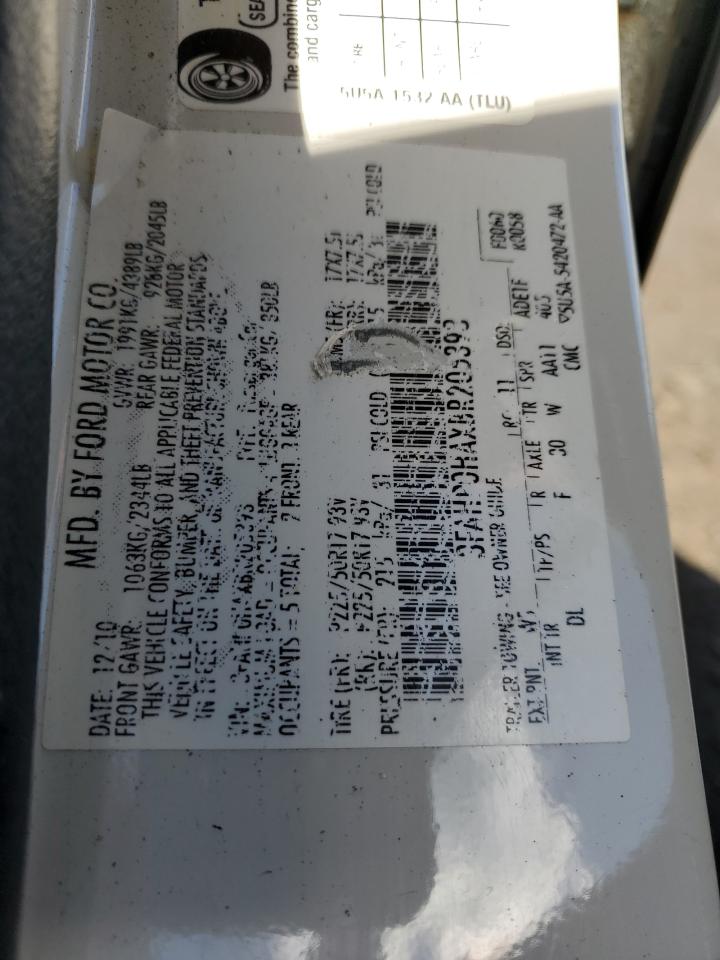 2011 Ford Fusion VIN 3FAHP0HAXBR205393 Copart auction photo, side / front end damage thumbnail 14