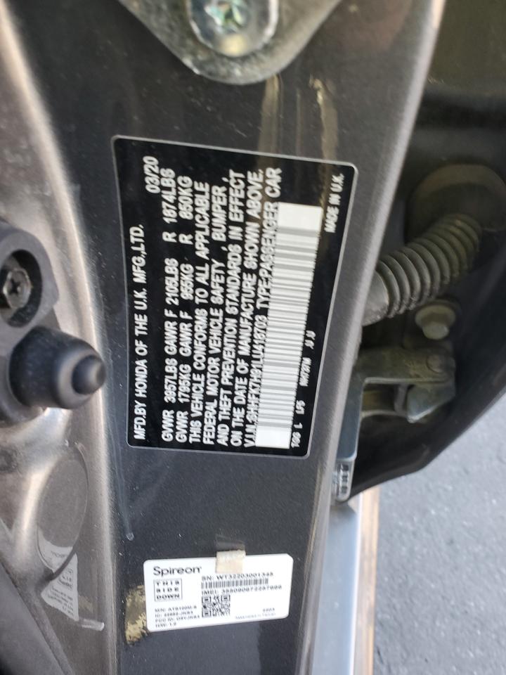 2020 Honda Civic VIN SHHFK7H91LU418703 Copart auction photo, front end damage thumbnail 15