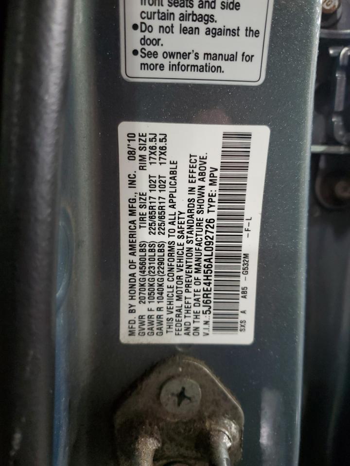 2010 Honda CR-V VIN 5J6RE4H56AL092726 Copart auction photo, all over damage thumbnail 14