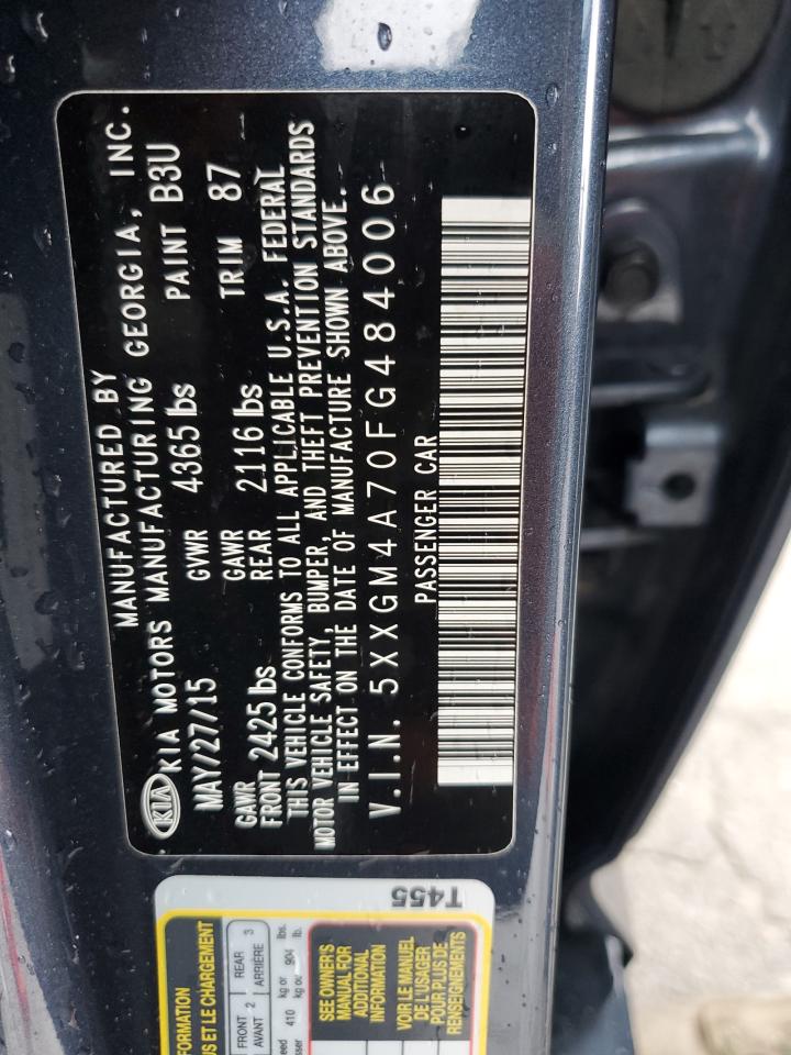 2015 KIA Optima VIN 5XXGM4A70FG484006 Copart auction photo, front end damage thumbnail 13