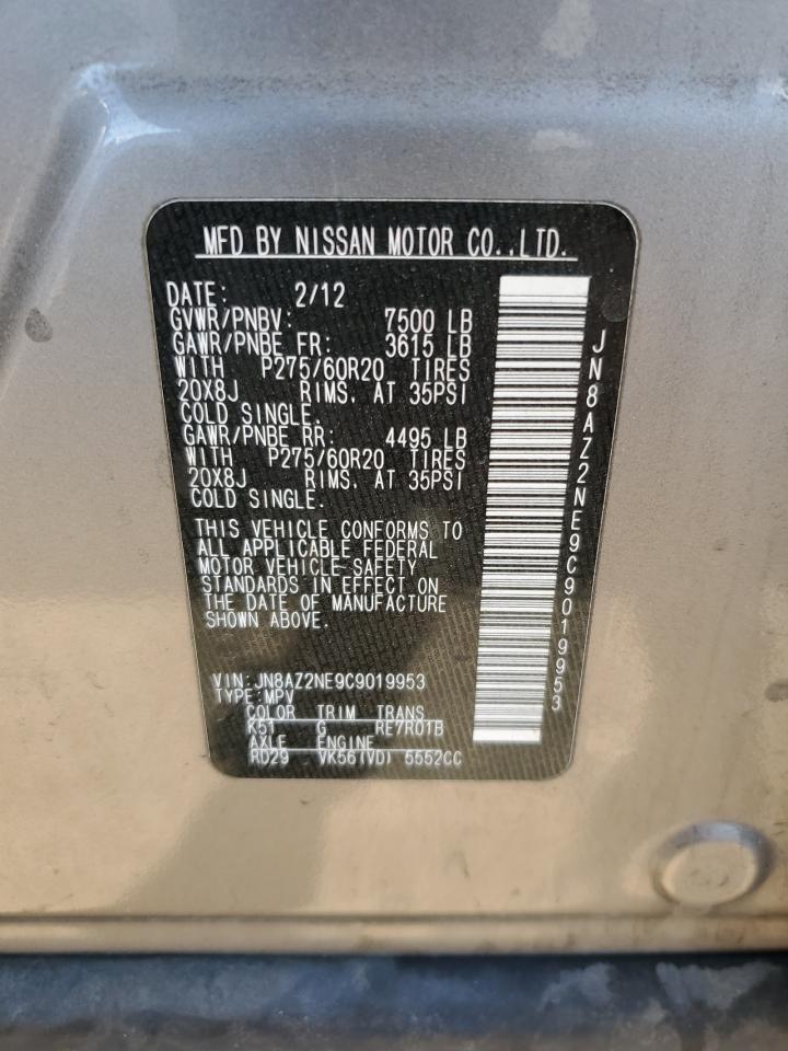 2012 Infiniti QX56 VIN JN8AZ2NE9C9019953 Copart auction photo, minor dent/scratches damage thumbnail 13