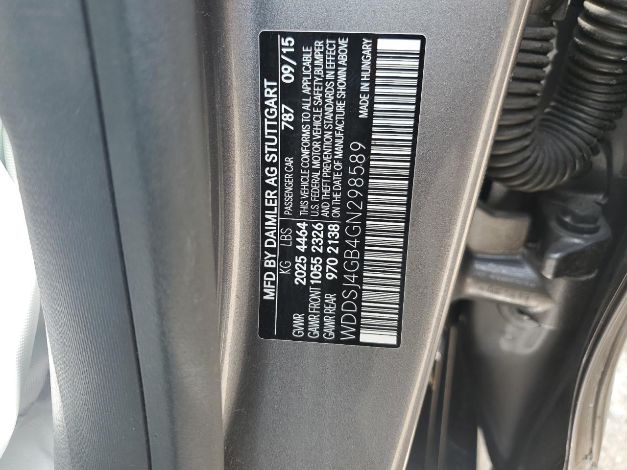 2016 Mercedes-Benz CLA-klasse VIN WDDSJ4GB4GN298589 Copart auction photo, front end / side damage thumbnail 14