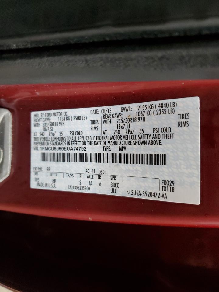 2014 Ford Escape VIN 1FMCU9J90EUA74792 Copart auction photo, front end / undercarriage damage thumbnail 16