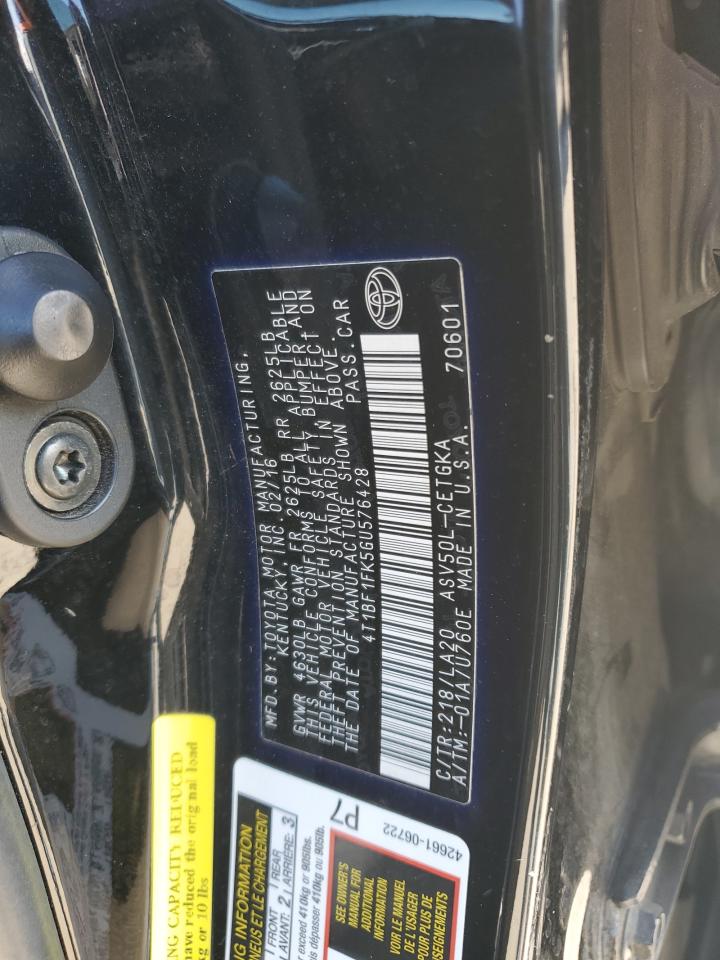 2016 Toyota Camry VIN 4T1BF1FK5GU576428 Copart auction photo, rear end / side damage thumbnail 12