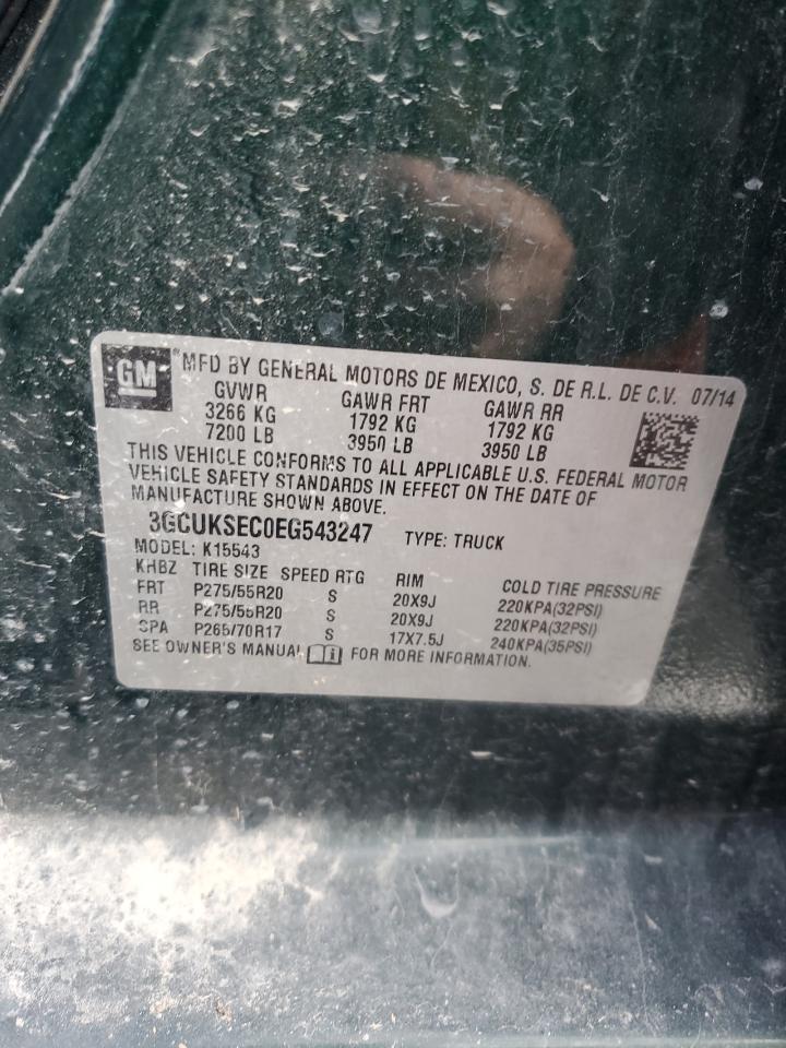 2014 Chevrolet Silverado VIN 3GCUKSEC0EG543247 Copart auction photo, front end / minor dent/scratches damage thumbnail 14