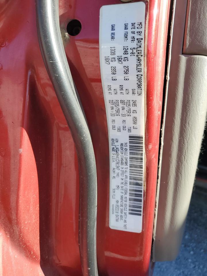 2001 Jeep Grand Cherokee VIN 1J4GW48N41C701347 Copart auction photo, side damage thumbnail 13