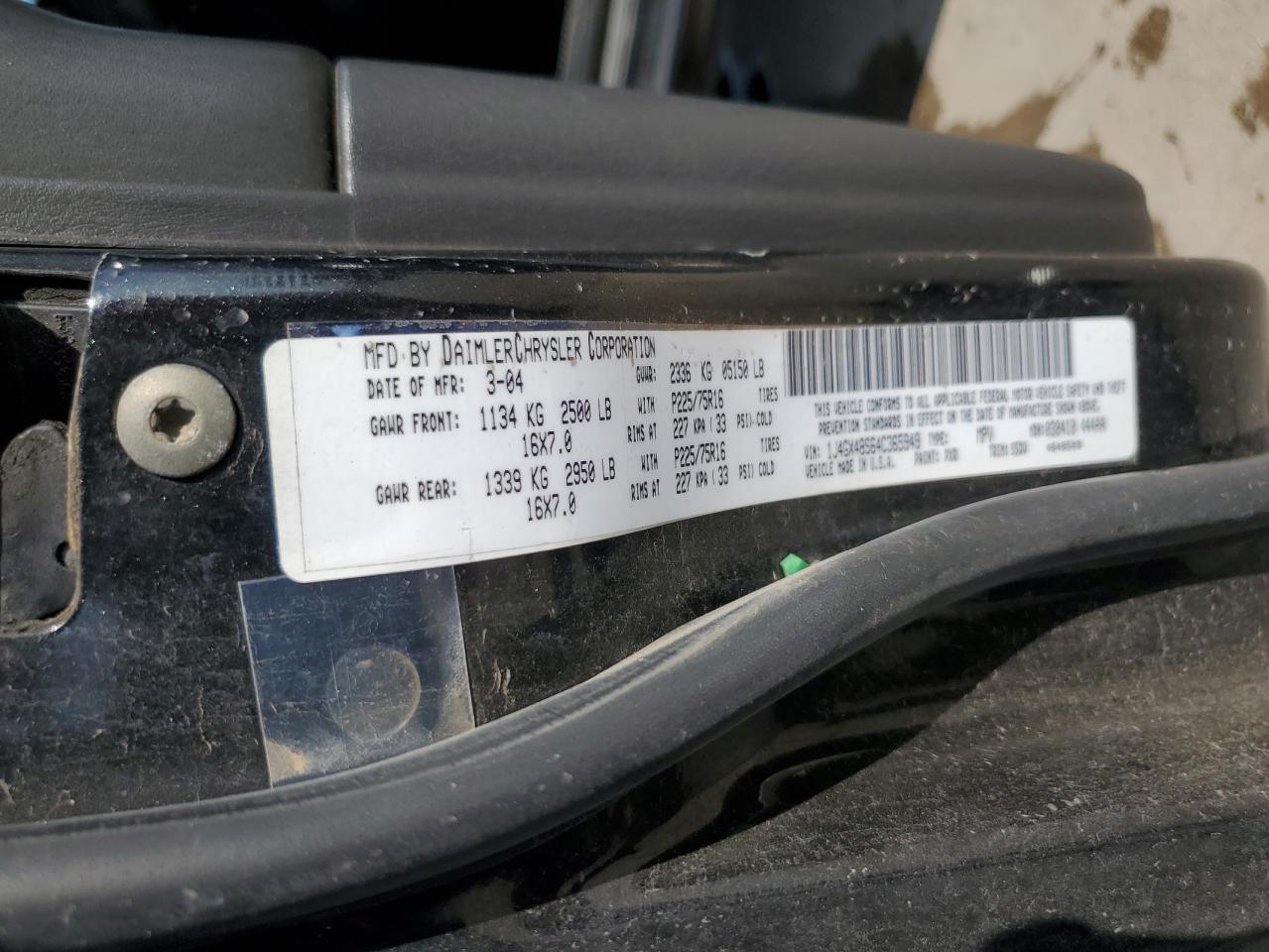2004 Jeep Grand Cherokee VIN 1J4GX48S64C365949 Copart auction photo, side damage thumbnail 13
