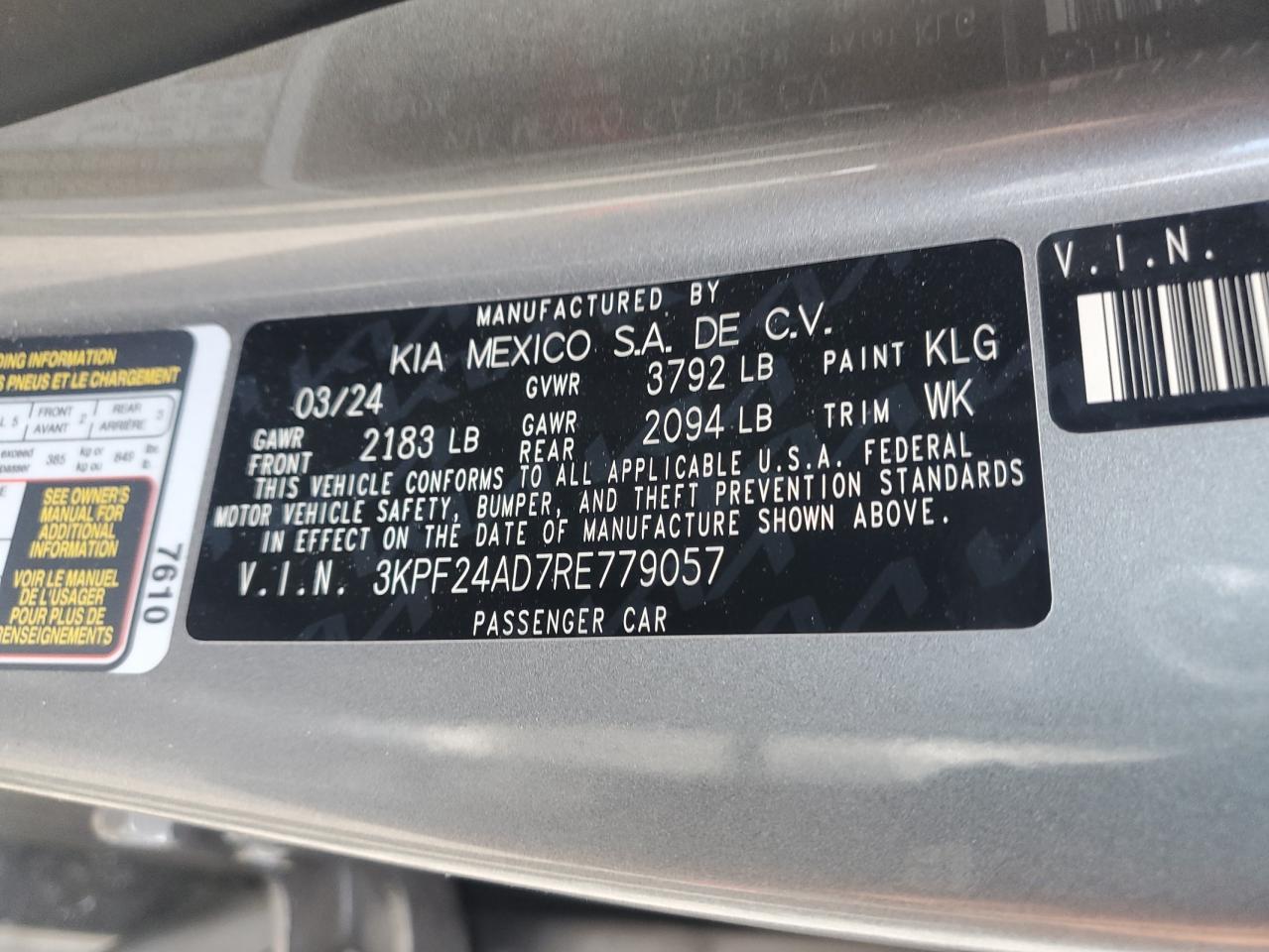2024 KIA Forte VIN 3KPF24AD7RE779057 Copart auction photo, undercarriage / front end damage thumbnail 12