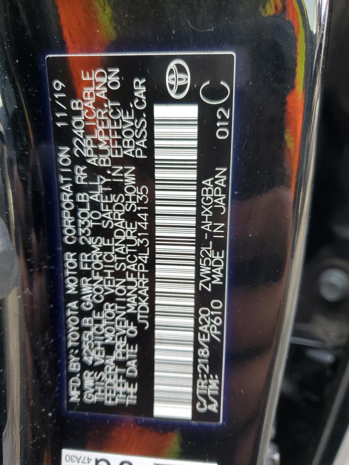 2020 Toyota Prius VIN JTDKARFP4L3144135 Copart auction photo, front end / side damage thumbnail 13
