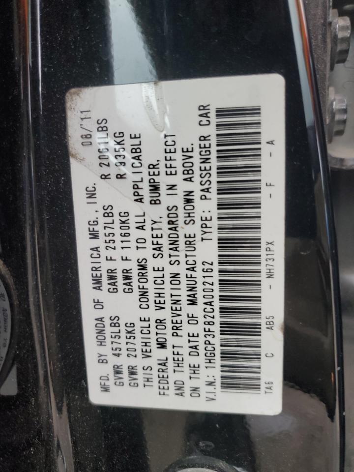 2012 Honda Accord VIN 1HGCP3F82CA002162 Copart auction photo, side damage thumbnail 14