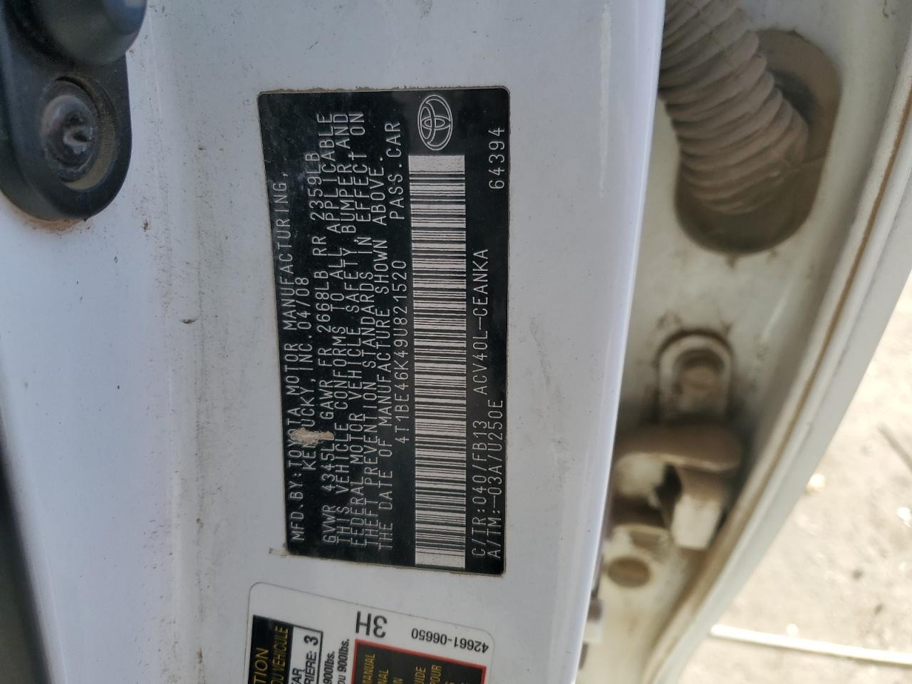 2009 Toyota Camry VIN 4T1BE46K49U821520 Copart auction photo, front end damage thumbnail 12