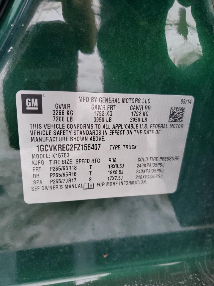 2015 Chevrolet Silverado VIN 1GCVKREC2FZ156407 Copart auction photo, rear end / minor dent/scratches damage thumbnail 12