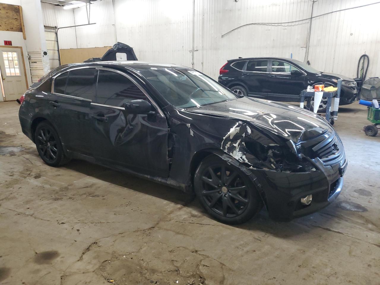 2011 Infiniti G VIN JN1CV6AR4BM357064 Copart auction photo, front end / side damage thumbnail 4