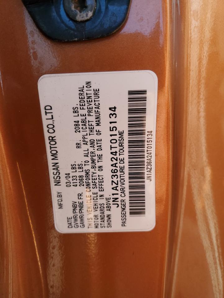 2004 Nissan 350Z VIN JN1AZ36A24T015134 Copart auction photo, water/flood damage thumbnail 13