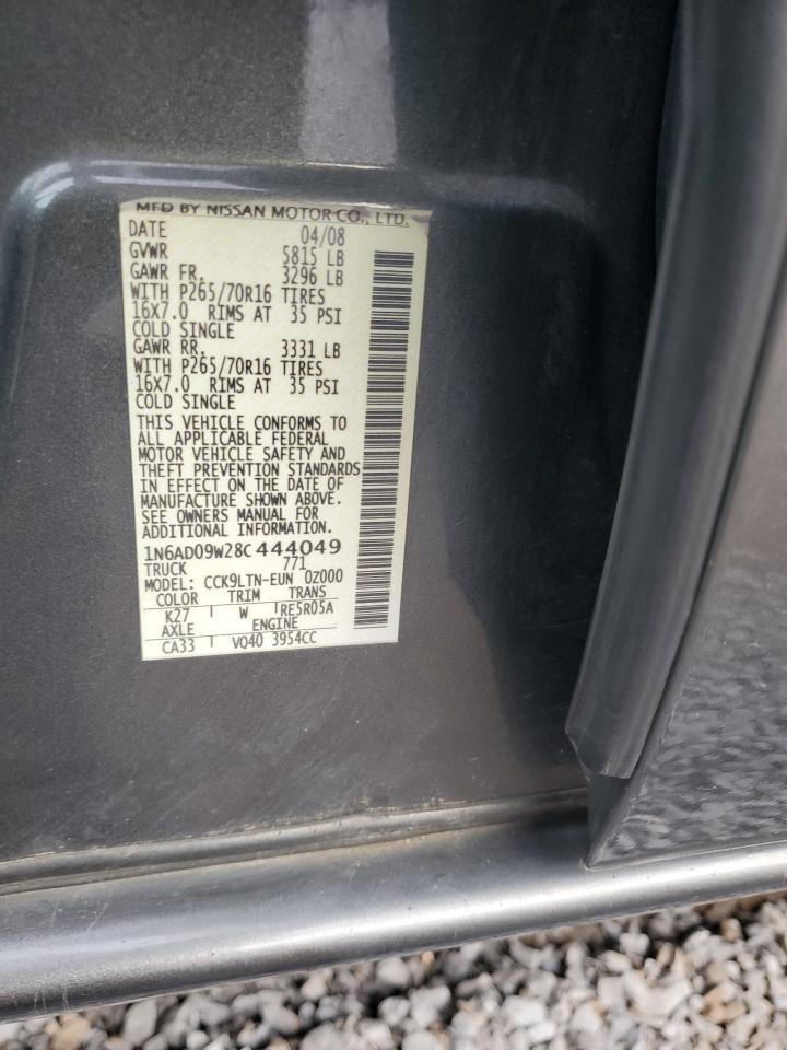 2008 Nissan Navara (Frontier) VIN 1N6AD09W28C444049 Copart auction photo, front end damage thumbnail 12