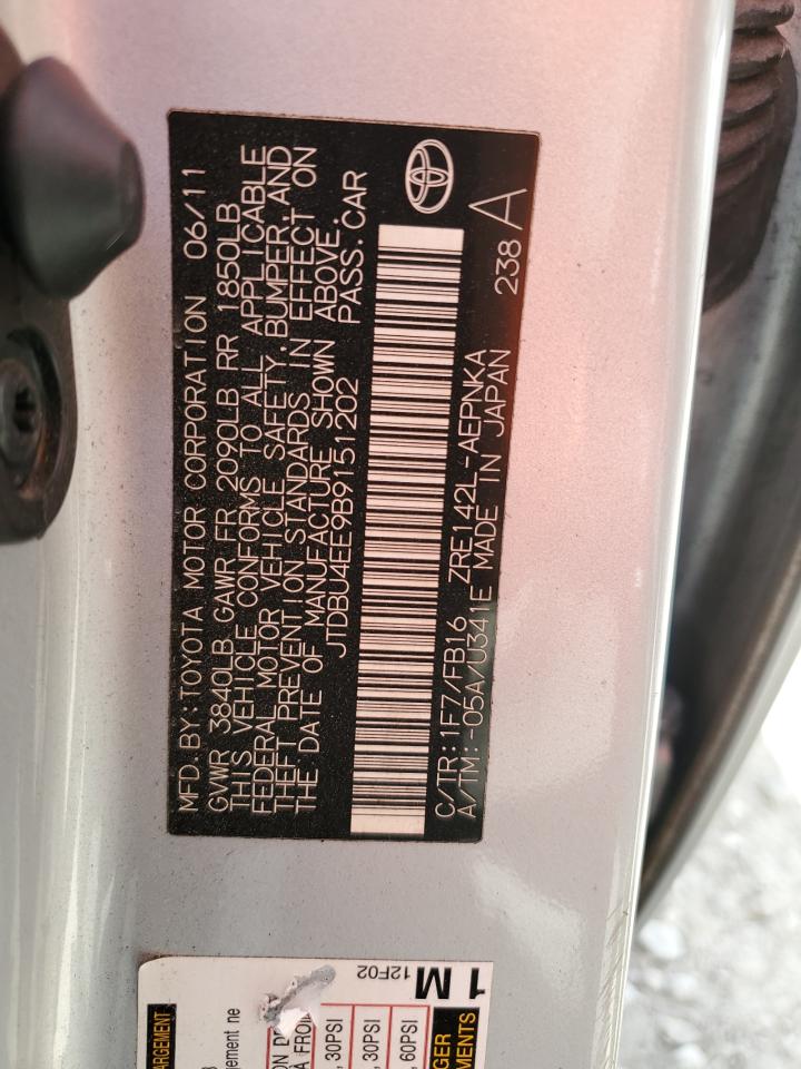 2011 Toyota Corolla VIN JTDBU4EE9B9151202 Copart auction photo, front end / side damage thumbnail 14