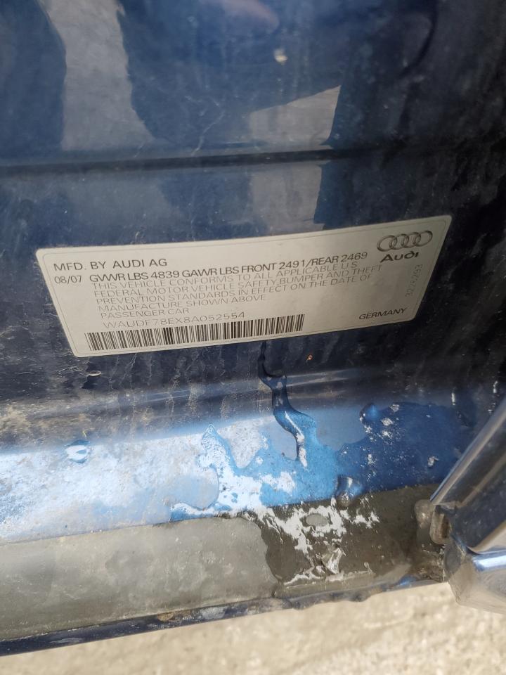 2008 Audi A4 VIN WAUDF78EX8A052554 Copart auction photo, all over damage thumbnail 15