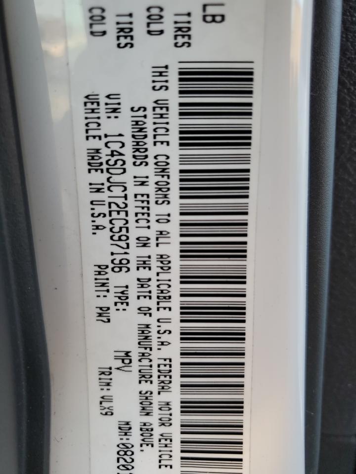 2014 Dodge Durango VIN 1C4SDJCT2EC597196 Copart auction photo, side damage thumbnail 15